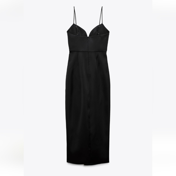 Zara * Satin Effect Slit Wrap Dress Black Size XS and S - Picture 11 of 12